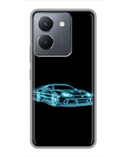 Чехол для Vivo Y36 с картинкой «Неоновый контур Lamborghini»