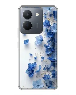 Чехол для Vivo Y36 с картинкой «Голубой цветочный каскад»
