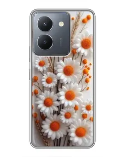 Чехол для Vivo Y36 с картинкой «Белые сухоцветы»