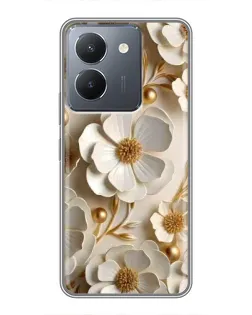 Чехол для Vivo Y36 с картинкой «Белие бумажние  цвети»