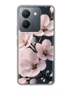 Чехол для Vivo Y36 с картинкой «Нежная сакура и капли»