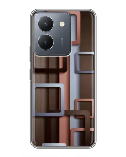 Чехол для Vivo Y36 с картинкой «Коричневые объемные квадраты»