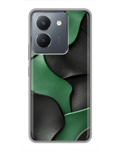 Чехол для Vivo Y36 с картинкой «Зеленые кожаные волны»