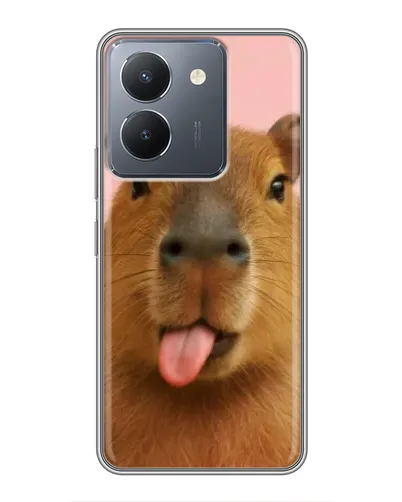 Чехол для Vivo Y36 с картинкой «Капибара с языком»