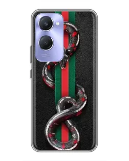 Чехол для Vivo Y36c с картинкой «Gucci — змея на полосе» Чехол для Vivo Y36c с картинкой «Gucci — змея на полосе»