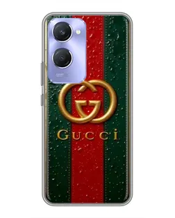 Чехол для Vivo Y36c с картинкой «Gucci — фирменная полоса и золото» Чехол для Vivo Y36c с картинкой «Gucci — фирменная полоса и золото»