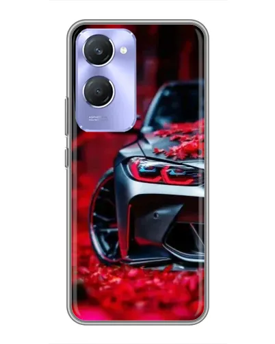 Чехол для Vivo Y36c с картинкой «Спортивная BMW и цветы»