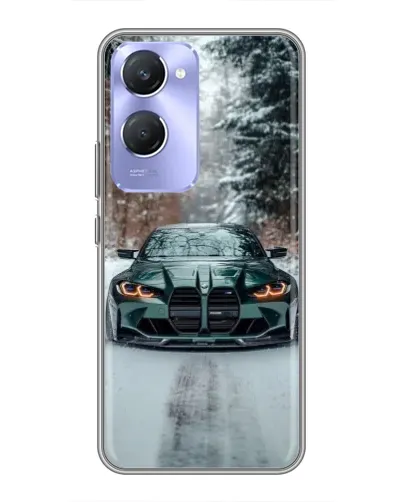 Чехол для Vivo Y36c с картинкой «BMW в зимнем лесу»