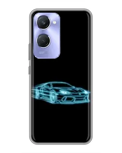 Чохол для Vivo Y36c з картинкою «Неоновий контур Lamborghini»