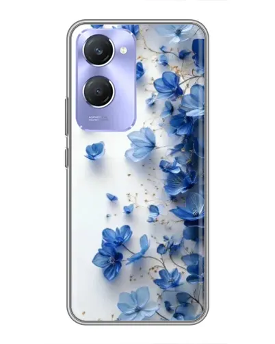 Чехол для Vivo Y36c с картинкой «Голубой цветочный каскад»