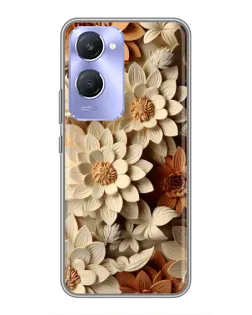 Чехол для Vivo Y36c с картинкой «Бежевый флористический декор» Чехол для Vivo Y36c с картинкой «Бежевый флористический декор»