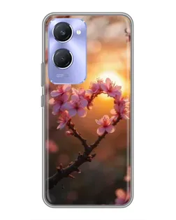 Чехол для Vivo Y36c с картинкой «Розовый цвет сердце на фоне заката» Чехол для Vivo Y36c с картинкой «Розовый цвет сердце на фоне заката»