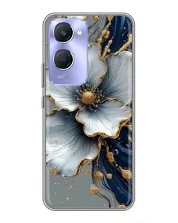Чехол для Vivo Y36c с картинкой «Белый цветок и золотой флюид» Чехол для Vivo Y36c с картинкой «Белый цветок и золотой флюид»