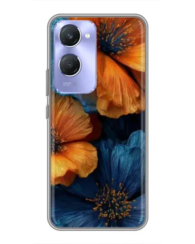Чехол для Vivo Y36c с картинкой «Яркая сине-оранжевая флора» Чехол для Vivo Y36c с картинкой «Яркая сине-оранжевая флора»
