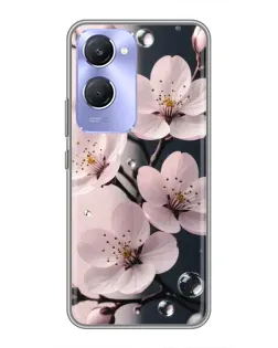 Чехол для Vivo Y36c с картинкой «Нежная сакура и капли» Чехол для Vivo Y36c с картинкой «Нежная сакура и капли»