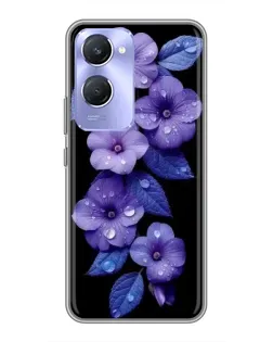 Чохол для Vivo Y36c з картинкою «Фіолетові квіти з росою»