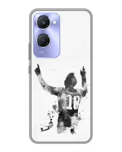 Чохол для Vivo Y36c з картинкою «Чорно-білий силует Мессі»