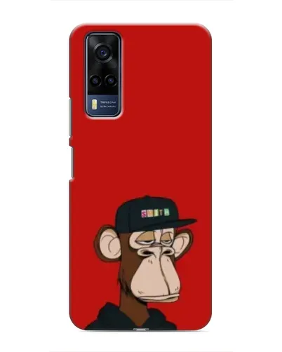 Чехол для Vivo Y51 (2020) с картинкой «Bored Ape — красный фон» Чехол для Vivo Y51 (2020) с картинкой «Bored Ape — красный фон»