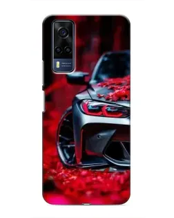 Чехол для Vivo Y51 (2020) с картинкой «Спортивная BMW и цветы»