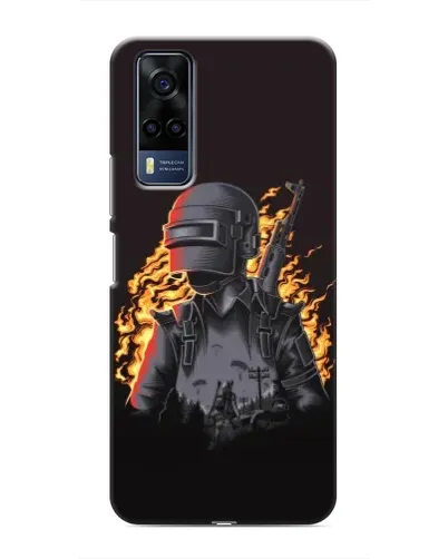 Чехол для Vivo Y51 (2020) с картинкой «PUBG — огненный силуэт»