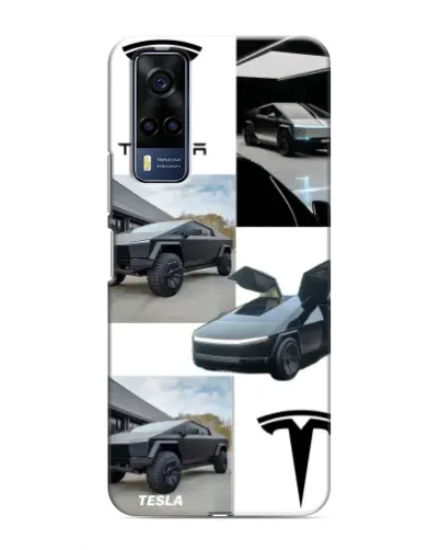 Чехол для Vivo Y51 (2020) с картинкой «Коллаж Cybertruck Tesla»