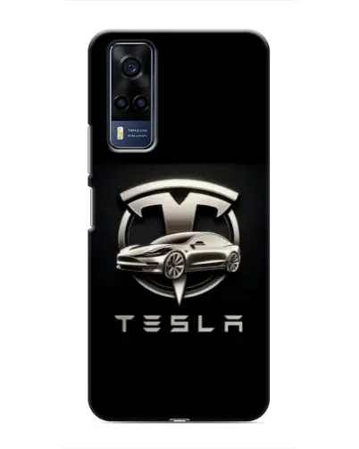 Чехол для Vivo Y51 (2020) с картинкой «Tesla — серебристое авто»