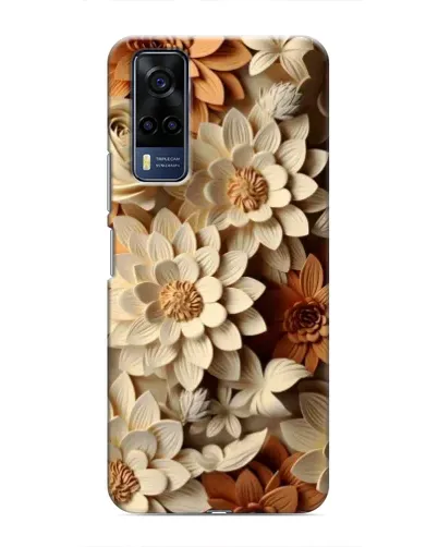 Чехол для Vivo Y51 (2020) с картинкой «Бежевый флористический декор»