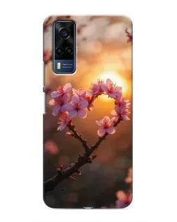 Чехол для Vivo Y51 (2020) с картинкой «Розовый цвет сердце на фоне заката» Чехол для Vivo Y51 (2020) с картинкой «Розовый цвет сердце на фоне заката»