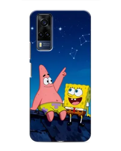 Чехол для Vivo Y53S с картинкой «Губка Боб и Патрик ночью»