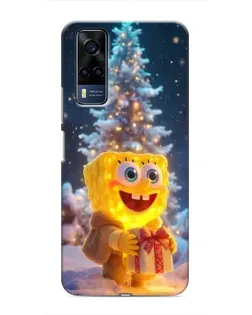 Чехол для Vivo Y53S с картинкой «Рождественский Спанч Боб»