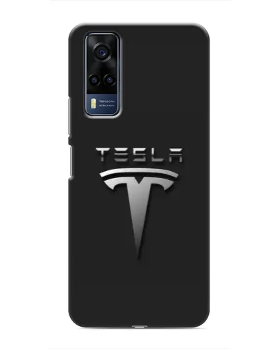 Чехол для Vivo Y53S с картинкой «Стальной логотип Tesla»