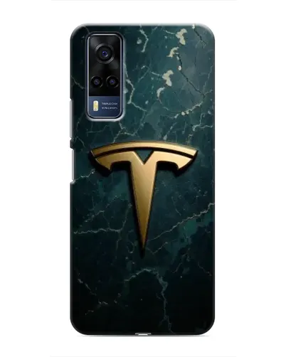 Чехол для Vivo Y53S с картинкой «Мраморная Tesla Gold»