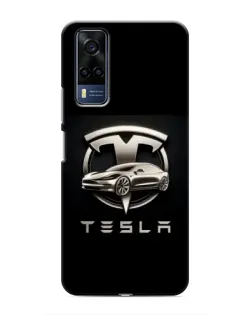 Чехол для Vivo Y53S с картинкой «Tesla — серебристое авто»