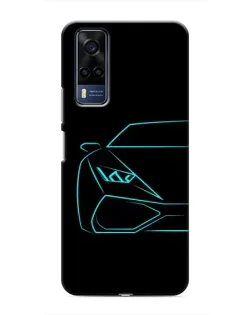 Чехол для Vivo Y53S с картинкой «Голубой силуэт Lamborghini»
