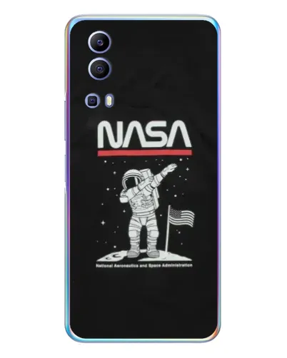 Чехол для Vivo Y72 с картинкой «NASA — шагаем по Луне»