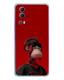 Чехол для Vivo Y72 с картинкой «Bored Ape в красном»