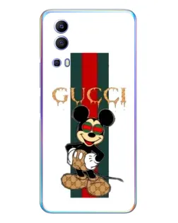 Чехол для Vivo Y72 с картинкой «Микки Маус Gucci — полосы»