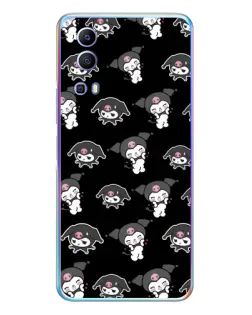 Чехол для Vivo Y72 с картинкой «Черный паттерн Kuromi»