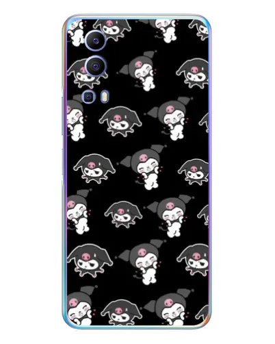Чехол для Vivo Y72 с картинкой «Черный паттерн Kuromi»