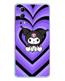 Чехол для Vivo Y72 с картинкой «Kuromi и фиолетовые сердца»