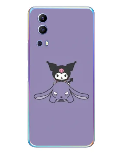 Чехол для Vivo Y72 с картинкой «Kuromi на лиловом фоне»