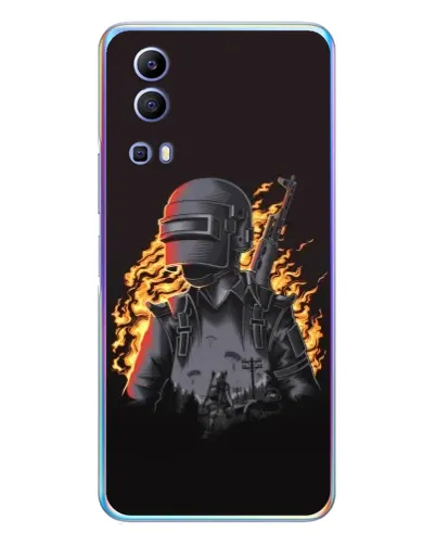 Чехол для Vivo Y72 с картинкой «PUBG — огненный силуэт»