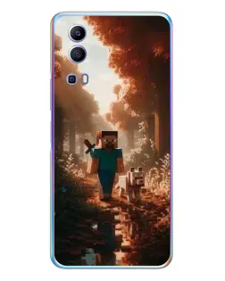 Чехол для Vivo Y72 с картинкой «Стив в лесу»