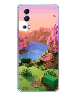 Чехол для Vivo Y72 с картинкой «Розовое дерево Minecraft»
