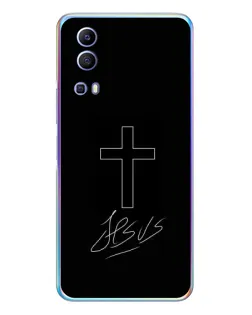 Чехол для Vivo Y72 с картинкой «Графический крест Jesus»
