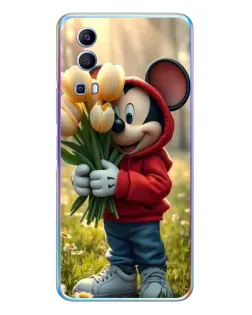 Чехол для Vivo Y72 с картинкой «Микки с тюльпанами»