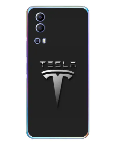 Чехол для Vivo Y72 с картинкой «Стальной логотип Tesla»