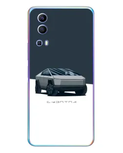 Чехол для Vivo Y72 с картинкой «Серебристый Cybertruck Tesla»