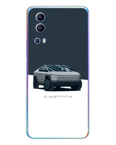 Чехол для Vivo Y72 с картинкой «Серебристый Cybertruck Tesla»