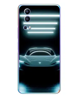 Чехол для Vivo Y72 с картинкой «Tesla в неоне»